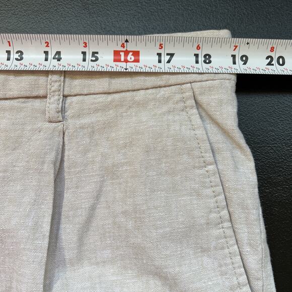 Old Navy Pants Men XL Tan Linen Blend Loose Taper Pleated Lightweight Drawstring - Picture 8 of 10
